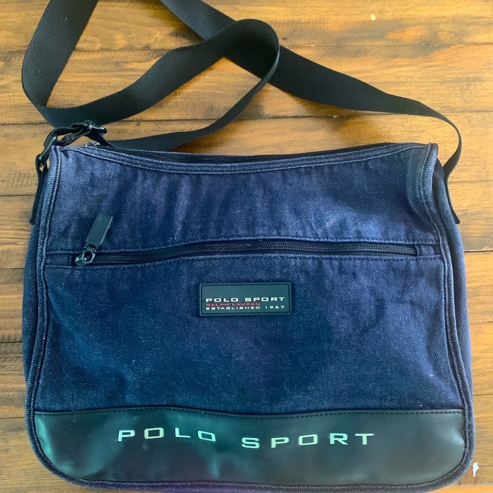 Vintage Y2K Polo Sport Ralph Lauren Blue Denim Shoulder Crossbody Bag Purse